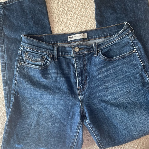 Levi 505 Straight Leg dark blue jeans 10/S - Picture 3 of 6